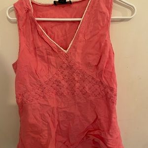 Pink Sleeveless top with White detail